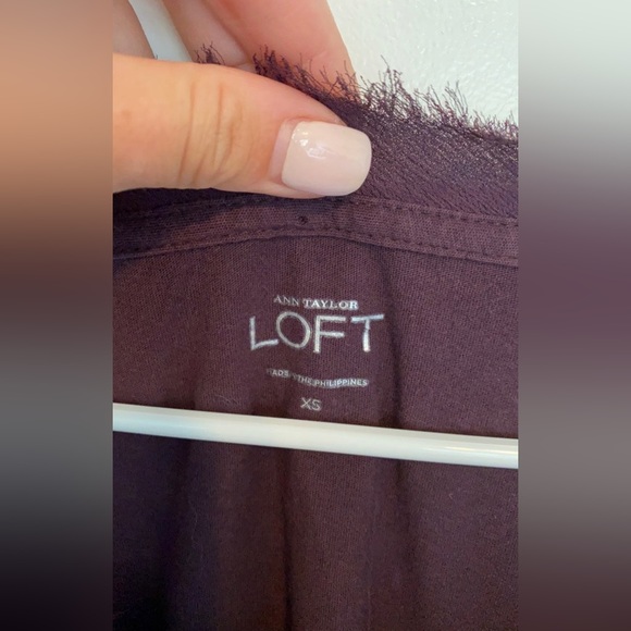 Ann Taylor Loft Dark Purple Long Sleeve Tee XS - Picture 2 of 9